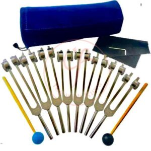 8 chakra Attuned Solfeggio Weighted Tuning Fork Set - 8pc set Silver